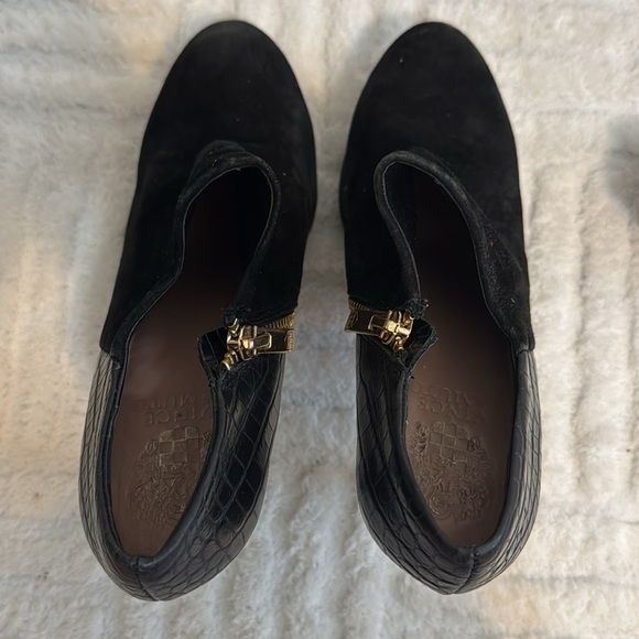 Vince Camuto Elvin Suede Platform Bootie With Crocodile Leather Heel - Picture 9 of 9